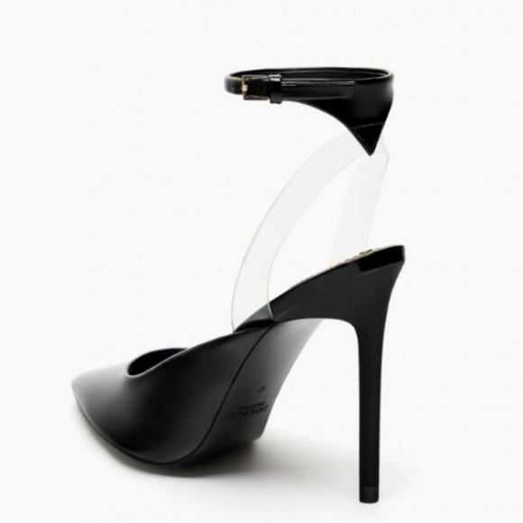 Zara Vinyl Patent Black Slingback Heels - Picture 9 of 10